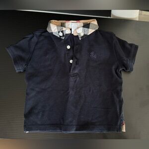 Burberry baby black check collar polo shirt.